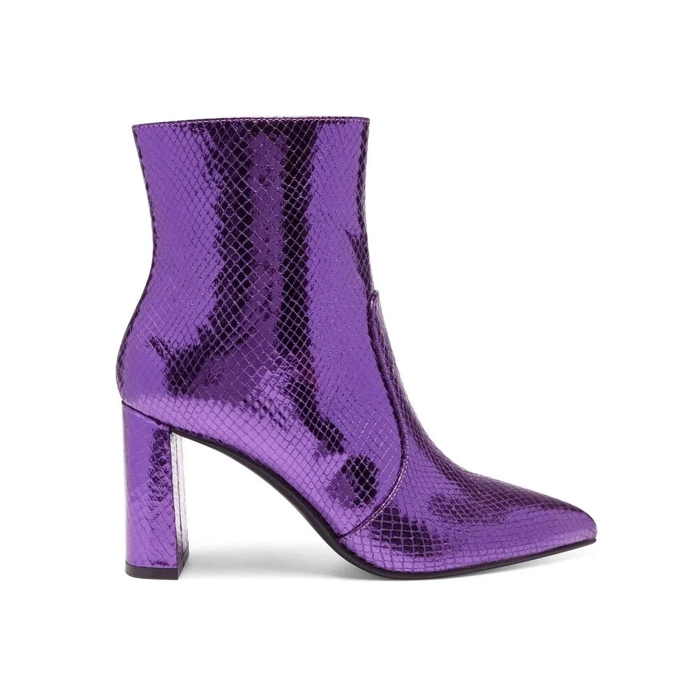INC Womens Purple ScalePattern Memory Foam Booties Toe Block‎ Heel Booties 7 M